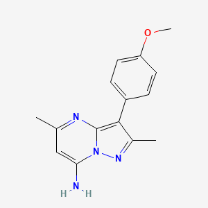 molecular formula C15H16N4O B1341728 3-(4-甲氧基苯基)-2,5-二甲基吡唑并[1,5-a]嘧啶-7-胺 CAS No. 946686-69-7
