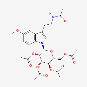 molecular formula C27H34N2O11 B13418033 Decarboxalate 6-(Acetoxymethyl) Melatonin Glucuronide Triacetate 