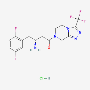 molecular formula C16H17ClF5N5O B13418223 (R)-3-Amino-4-(2,5-difluorophenyl)-1-(3-(trifluoromethyl)-5,6-dihydro-[1,2,4]triazolo[4,3-a]pyrazin-7(8H)-yl)butan-1-one Hydrochloride Salt 