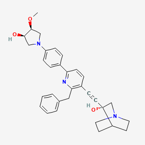 (3R)-3-[2-[2-benzyl-6-[4-[(3R,4S)-3-hydroxy-4-methoxypyrrolidin-1-yl]phenyl]pyridin-3-yl]ethynyl]-1-azabicyclo[2.2.2]octan-3-ol