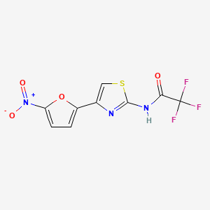 molecular formula C9H4F3N3O4S B13418374 2,2,2-Trifluoro-N-[4-(5-nitro-2-furyl)-2-thiazolyl]acetamide CAS No. 42011-48-3