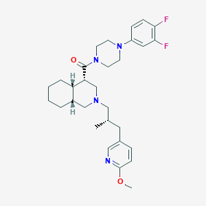 molecular formula C30H40F2N4O2 B13418711 (4-(3,4-difluorophenyl)piperazin-1-yl)((4S,4aS,8aR)-2-((S)-3-(6-methoxypyridin-3-yl)-2-methylpropyl)decahydroisoquinolin-4-yl)methanone fumarate 