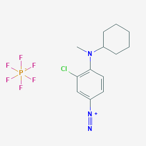 molecular formula C13H17ClF6N3P B13418720 Benzenediazonium, 3-chloro-4-(cyclohexylmethylamino)-, hexafluorophosphate(1-) CAS No. 68391-59-3