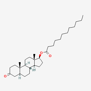 molecular formula C31H52O3 B13418949 [(5S,8R,9S,10S,13S,14S,17S)-10,13-dimethyl-3-oxo-1,2,4,5,6,7,8,9,11,12,14,15,16,17-tetradecahydrocyclopenta[a]phenanthren-17-yl] dodecanoate 