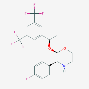 molecular formula C20H18F7NO2 B13418968 (2R,3R)-2-[(1R)-1-[3,5-bis(trifluoromethyl)phenyl]ethoxy]-3-(4-fluorophenyl)morpholine CAS No. 380499-06-9