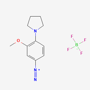 molecular formula C11H14BF4N3O B13418992 3-Methoxy-4-(pyrrolidin-1-yl)benzenediazonium tetrafluoroborate CAS No. 36576-70-2