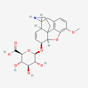 molecular formula C23H27NO9 B13419080 beta-D-Glucopyranosiduronic acid, (5alpha,6alpha)-7,8-didehydro-4,5-epoxy-3-methoxymorphinan-6-yl CAS No. 50444-03-6