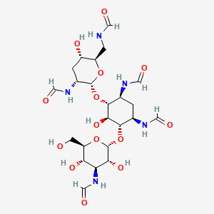 N-[[(2R,3S,5R,6R)-6-[(1R,2S,3S,4R,6S)-4,6-diformamido-3-[(2S,3R,4S,5S,6R)-4-formamido-3,5-dihydroxy-6-(hydroxymethyl)oxan-2-yl]oxy-2-hydroxycyclohexyl]oxy-5-formamido-3-hydroxyoxan-2-yl]methyl]formamide