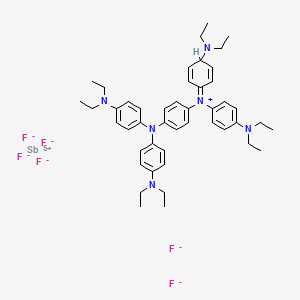 molecular formula C46H61F6N6Sb B13419360 antimony(5+);[4-(diethylamino)cyclohexa-2,5-dien-1-ylidene]-[4-[4-(diethylamino)-N-[4-(diethylamino)phenyl]anilino]phenyl]-[4-(diethylamino)phenyl]azanium;hexafluoride CAS No. 4263-38-1