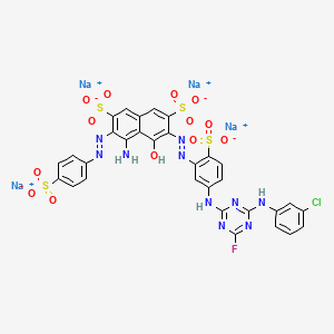 Tetrasodium 4-amino-6-((5-((4-((3-chlorophenyl)amino)-6-fluoro-1,3,5-triazin-2-yl)amino)-2-sulphonatophenyl)azo)-5-hydroxy-3-((4-sulphonatophenyl)azo)naphthalene-2,7-disulphonate