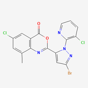 molecular formula C17H9BrCl2N4O2 B13419893 2-(3-Bromo-1-(3-chloropyridin-2-yl)-1H-pyrazol-5-yl)-6-chloro-8-methyl-4H-benzo[d][1,3]oxazin-4-one 