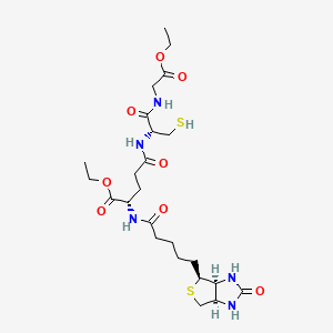 ethyl (2S)-2-[5-[(3aS,4S,6aR)-2-oxo-1,3,3a,4,6,6a-hexahydrothieno[3,4-d]imidazol-4-yl]pentanoylamino]-5-[[(2R)-1-[(2-ethoxy-2-oxoethyl)amino]-1-oxo-3-sulfanylpropan-2-yl]amino]-5-oxopentanoate