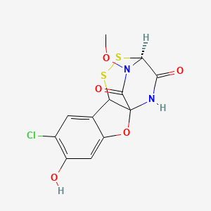 molecular formula C12H9ClN2O5S2 B13420227 (12S)-6-chloro-5-hydroxy-13-methoxy-2-oxa-10,11-dithia-13,15-diazatetracyclo[10.2.2.01,9.03,8]hexadeca-3,5,7-triene-14,16-dione 