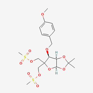 molecular formula C19H28O11S2 B13420412 [(3aR,6S,6aR)-6-[(4-methoxyphenyl)methoxy]-2,2-dimethyl-5-(methylsulfonyloxymethyl)-6,6a-dihydro-3aH-furo[2,3-d][1,3]dioxol-5-yl]methyl methanesulfonate 