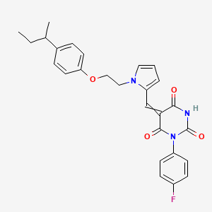 molecular formula C27H26FN3O4 B13420475 5-[[1-[2-(4-butan-2-ylphenoxy)ethyl]pyrrol-2-yl]methylidene]-1-(4-fluorophenyl)-1,3-diazinane-2,4,6-trione CAS No. 4850-04-8