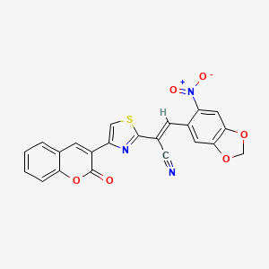 molecular formula C22H11N3O6S B13420493 3-(6-Nitro-benzo[1,3]dioxol-5-yl)-2-[4-(2-oxo-2H-chromen-3-yl)-thiazol-2-yl]-acrylonitrile 