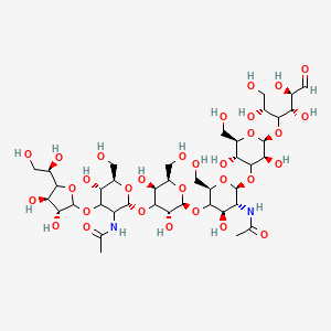 molecular formula C40H68N2O31 B13420656 N-[(2S,3R,4R,6R)-5-[(2S,3R,5S,6R)-4-[(2R,5S,6R)-3-acetamido-4-[(3R,4R)-5-[(1R)-1,2-dihydroxyethyl]-3,4-dihydroxyoxolan-2-yl]oxy-5-hydroxy-6-(hydroxymethyl)oxan-2-yl]oxy-3,5-dihydroxy-6-(hydroxymethyl)oxan-2-yl]oxy-2-[(2R,3R,5S,6S)-3,5-dihydroxy-2-(hydroxymethyl)-6-[(2R,4S,5R)-1,2,4,5-tetrahydroxy-6-oxohexan-3-yl]oxyoxan-4-yl]oxy-4-hydroxy-6-(hydroxymethyl)oxan-3-yl]acetamide 