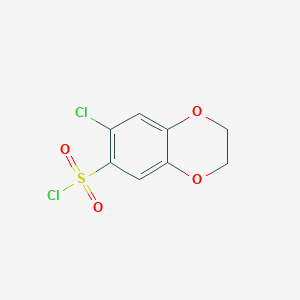 molecular formula C8H6Cl2O4S B1342084 7-氯-2,3-二氢-苯并[1,4]二氧杂环-6-磺酰氯 CAS No. 889939-46-2