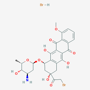 molecular formula C27H29Br2NO10 B13421451 (7S,9S)-7-[(2R,4R,5S,6S)-4-amino-5-hydroxy-6-methyloxan-2-yl]oxy-9-(2-bromoacetyl)-6,9,11-trihydroxy-4-methoxy-8,10-dihydro-7H-tetracene-5,12-dione;hydrobromide 