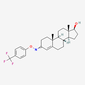 molecular formula C26H32F3NO2 B13421505 17-beta-Hydroxyandrost-4-en-3-one O-(alpha,alpha,alpha-trifluoro-p-tolyl)oxime CAS No. 64584-80-1