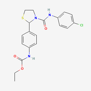 ethyl N-[4-[3-[(4-chlorophenyl)carbamoyl]-1,3-thiazolidin-2-yl]phenyl]carbamate