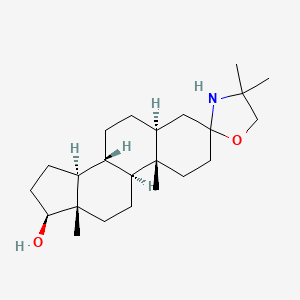 molecular formula C23H39NO2 B13421995 (5S,8R,9S,10S,13S,14S,17S)-4',4',10,13-tetramethylspiro[1,2,4,5,6,7,8,9,11,12,14,15,16,17-tetradecahydrocyclopenta[a]phenanthrene-3,2'-1,3-oxazolidine]-17-ol 