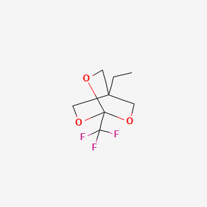 molecular formula C8H11F3O3 B13422086 2,6,7-Trioxabicyclo(2.2.2)octane, 4-ethyl-1-trifluoromethyl- CAS No. 31185-63-4