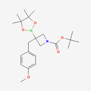 Tert-butyl 3-[(4-methoxyphenyl)methyl]-3-(4,4,5,5-tetramethyl-1,3,2-dioxaborolan-2-yl)azetidine-1-carboxylate