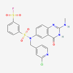 3-(N-((2-Chloropyridin-4-yl)methyl)-N-(2-(methylamino)-4-oxo-1,4-dihydroquinazolin-6-yl)sulfamoyl)benzene-1-sulfonyl Fluoride