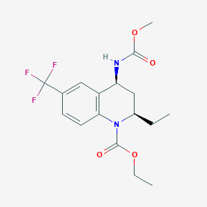 molecular formula C17H21F3N2O4 B134242 (2R,4S)-2-乙基-4-甲氧羰基氨基-6-三氟甲基-3,4-二氢-2H-喹啉-1-羧酸乙酯 CAS No. 474645-94-8