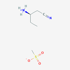 molecular formula C6H14N2O3S B134245 (3R)-3-Aminopentanenitrile methanesulfonate CAS No. 474645-97-1