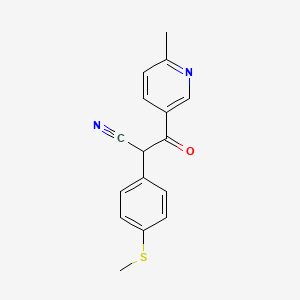 molecular formula C16H14N2OS B13424508 3-[2-(4-(Methylthio)phenyl)-2-cyanoacetyl](6-methyl)pyridine CAS No. 321913-54-6