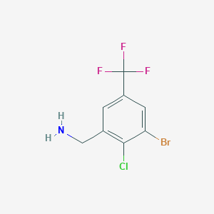 molecular formula C8H6BrClF3N B13424803 3-Bromo-2-chloro-5-(trifluoromethyl)benzylamine 