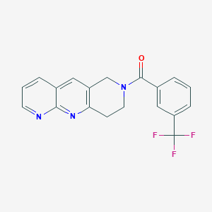 molecular formula C19H14F3N3O B13424859 8,9-dihydro-6H-pyrido[4,3-b][1,8]naphthyridin-7-yl-[3-(trifluoromethyl)phenyl]methanone CAS No. 389117-39-9