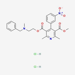 molecular formula C26H29Cl2N3O6 B13425844 3-Methyl 5-[Methyl(phenylmethyl)amino]ethyl 2,6-Dimethyl-4-(3-nitrophenyl)pyridine-3,5-dicarboxylate Dihydrochloride 