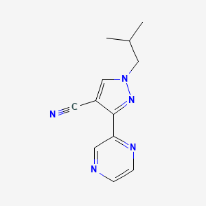 molecular formula C12H13N5 B13425853 1-isobutyl-3-(pyrazin-2-yl)-1H-pyrazole-4-carbonitrile 