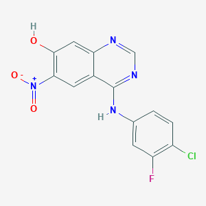 molecular formula C14H8ClFN4O3 B13426331 4-[(4-Chloro-3-fluorophenyl)amino]-6-nitroquinazolin-7-ol 