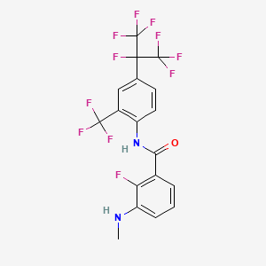 molecular formula C18H11F11N2O B13426690 2-fluoro-N-[4-(1,1,1,2,3,3,3-heptafluoropropan-2-yl)-2-(trifluoromethyl)phenyl]-3-(methylamino)benzamide 