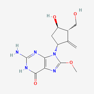 2-amino-9-[(1R,3S,4R)-4-hydroxy-3-(hydroxymethyl)-2-methylidenecyclopentyl]-8-methoxy-1H-purin-6-one