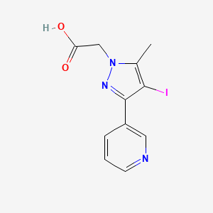 molecular formula C11H10IN3O2 B13427209 2-(4-iodo-5-methyl-3-(pyridin-3-yl)-1H-pyrazol-1-yl)acetic acid 