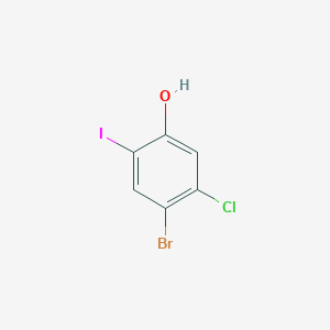 molecular formula C6H3BrClIO B13427372 4-Bromo-5-chloro-2-iodophenol 