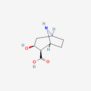 molecular formula C8H13NO3 B13427429 (1R,2R,3S,5S)-3-Hydroxy-8-azabicyclo[3.2.1]octane-2-carboxylic acid CAS No. 28393-47-7