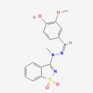 molecular formula C16H15N3O4S B13427565 4-[(E)-[1,1-Dioxo-1,2-benzothiazol-3-yl)-methyl-hydrazono]methyl]-2-methoxy-phenol 