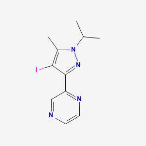 molecular formula C11H13IN4 B13427585 2-(4-iodo-1-isopropyl-5-methyl-1H-pyrazol-3-yl)pyrazine 