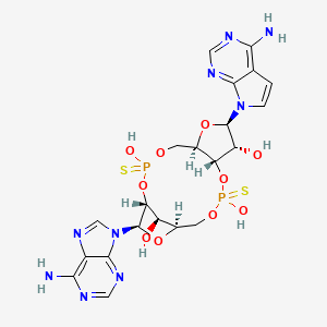 molecular formula C21H25N9O10P2S2 B13427683 (1R,6R,8R,9R,10S,15R,17R,18R)-17-(6-aminopurin-9-yl)-8-(4-aminopyrrolo[2,3-d]pyrimidin-7-yl)-3,12-dihydroxy-3,12-bis(sulfanylidene)-2,4,7,11,13,16-hexaoxa-3lambda5,12lambda5-diphosphatricyclo[13.2.1.06,10]octadecane-9,18-diol 