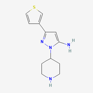 molecular formula C12H16N4S B13427688 1-(piperidin-4-yl)-3-(thiophen-3-yl)-1H-pyrazol-5-amine 