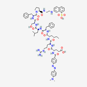 (4S)-5-[[(2S)-5-carbamimidamido-1-[[(2S)-1-[[(2S)-1-[[(2S)-1-[[(2S)-3-hydroxy-1-oxo-1-[[(2S)-1-oxo-3-phenyl-1-[(2S)-2-[2-[(8-sulfonaphthalen-2-yl)amino]ethylcarbamoyl]pyrrolidin-1-yl]propan-2-yl]amino]propan-2-yl]amino]-4-methyl-1-oxopentan-2-yl]amino]-1-oxo-3-phenylpropan-2-yl]amino]-1-oxohexan-2-yl]amino]-1-oxopentan-2-yl]amino]-4-[[4-[[4-(dimethylamino)phenyl]diazenyl]benzoyl]amino]-5-oxopentanoic acid