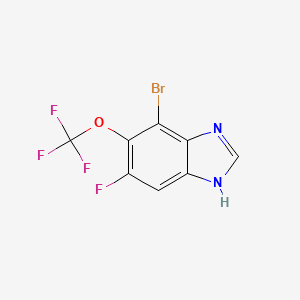 molecular formula C8H3BrF4N2O B13427790 7-Bromo-5-fluoro-6-(trifluoromethoxy)-1H-benzimidazole 