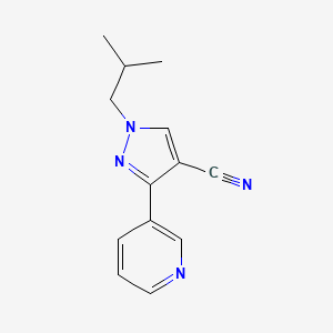 molecular formula C13H14N4 B13427872 1-isobutyl-3-(pyridin-3-yl)-1H-pyrazole-4-carbonitrile 