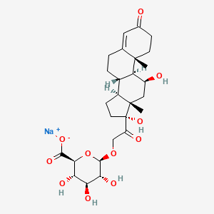 molecular formula C27H37NaO11 B13428040 sodium;(2S,3S,4S,5R,6R)-6-[2-[(8S,9S,10R,11S,13S,14S,17R)-11,17-dihydroxy-10,13-dimethyl-3-oxo-2,6,7,8,9,11,12,14,15,16-decahydro-1H-cyclopenta[a]phenanthren-17-yl]-2-oxoethoxy]-3,4,5-trihydroxyoxane-2-carboxylate 